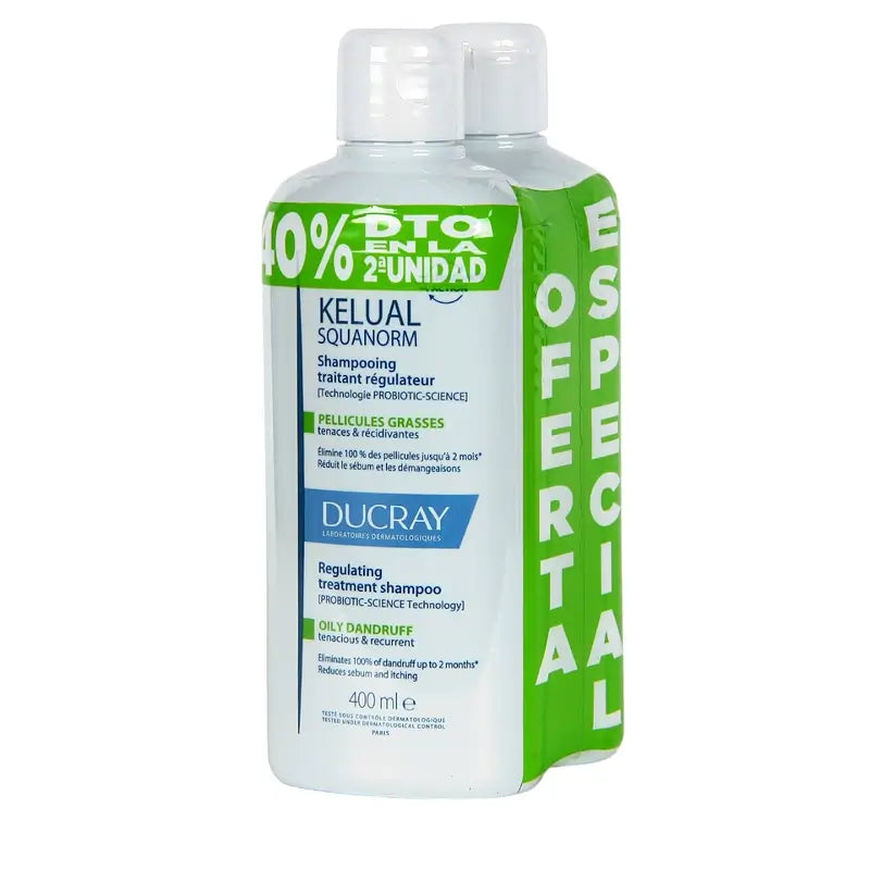 Ducray Kelual Squanorm Oily Dandruff Shampoo 2 X 400Ml