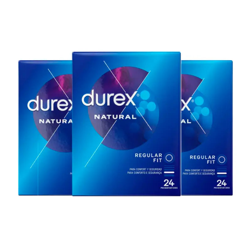 Durex Natural Plus Condoms, Pack 3 x 24 units