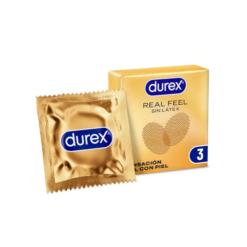 Durex Real Feel Condoms, Skin on Skin Sensation, Latex Free, 3 Condoms