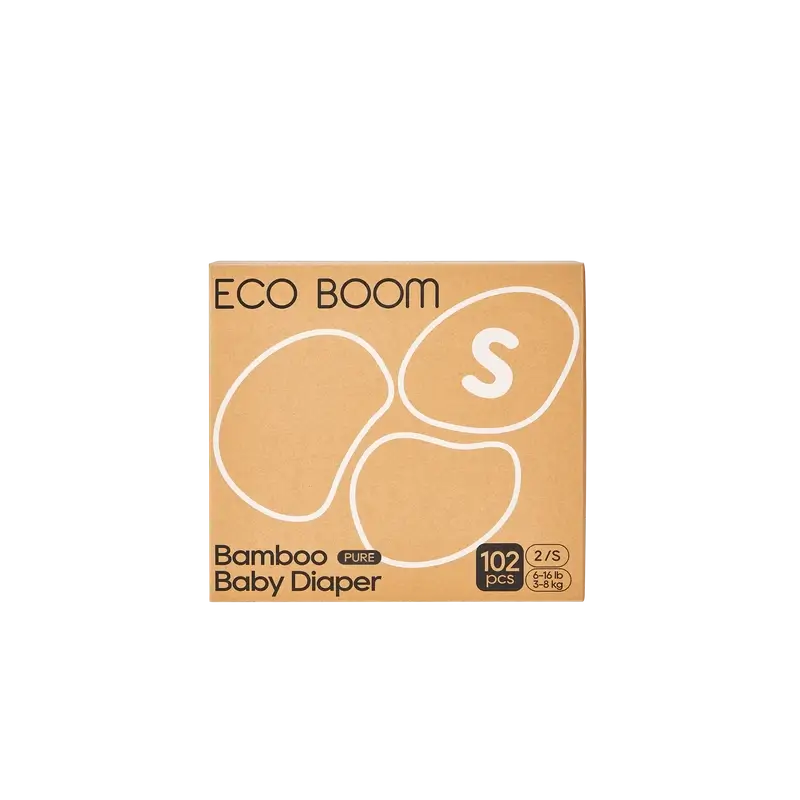 ECO BOOM PURE 100% natural bamboo nappies - Size 2/S (3-8 kg) - 102 pcs.