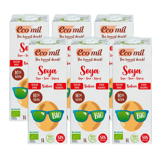 Ecomil Vegetable Drinks Organic Soya Bean, Pack 6 x 1 litre