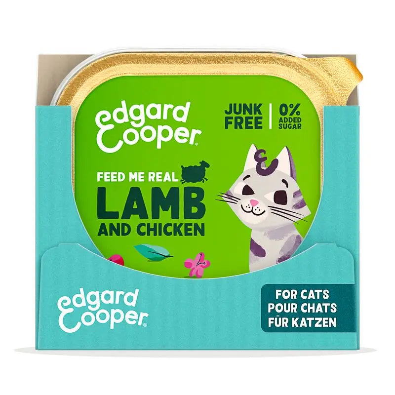 Edgar & Cooper Comida Húmeda Para Gatos 16x85g Adult Cordero Y Pollo De Corral, Arándanos, Salvia Y Valeriana