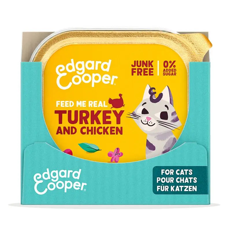 Edgar & Cooper Comida Húmeda Para Gatos 16x85g Adult Pavo De Corral Y Pollo De Corral, Arándanos, Salvia Y Valeriana