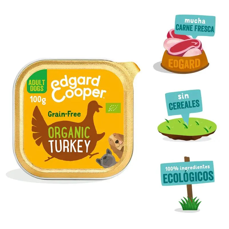 Edgar & Cooper Comida Húmeda Para Perros 17x100g Pavo Orgánico, Coco Y Semillas De Chía Orgánicas