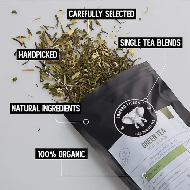 Edward Fields Tea Organic Green Tea in Bulk with Ginger & Lemon, 100 gm