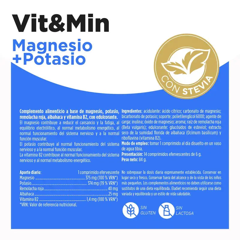 Eladiet Vit&Min Magnesium + Potassium, 14 tablets