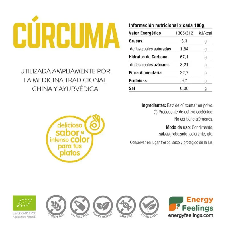 Energy Feelings Curcuma Powder 1Kg. Eco Vegan Sg