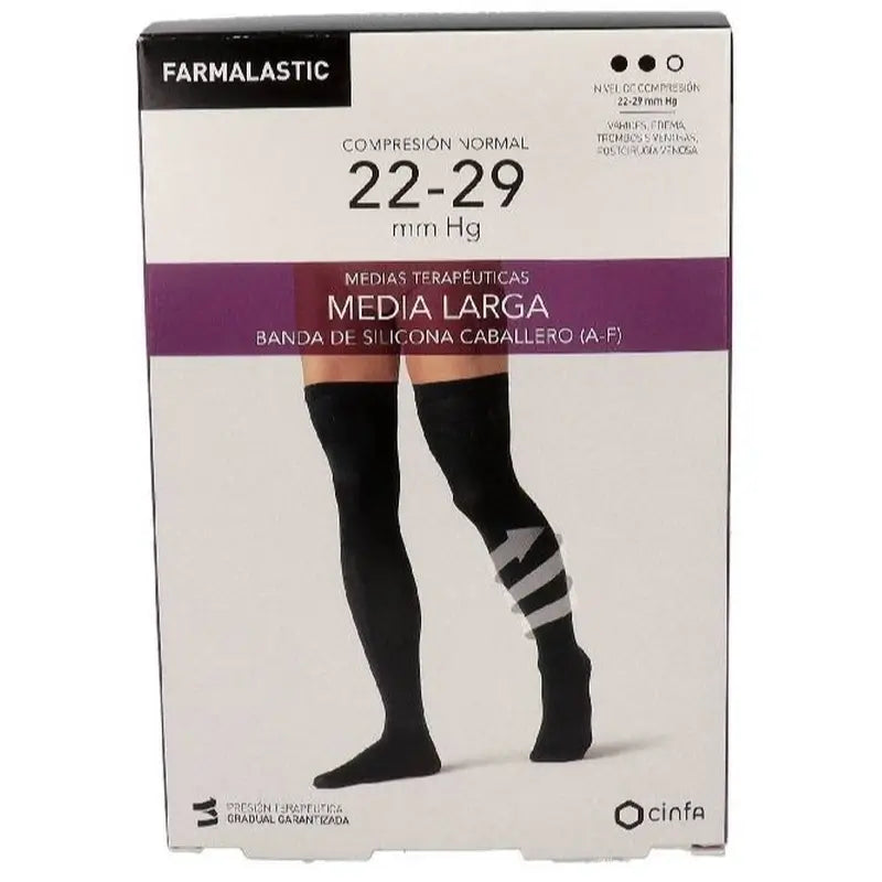Farmalastic Men's Normal Compression Long Stocking Black, Large Size
