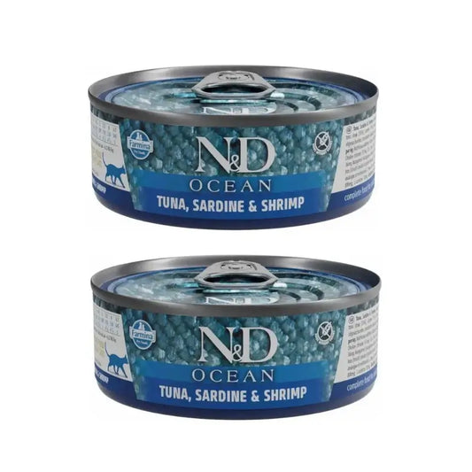 Farmina N&D Cat Ocean Tuna Sardine Shrimp 30X70Gr, Pack Of 2