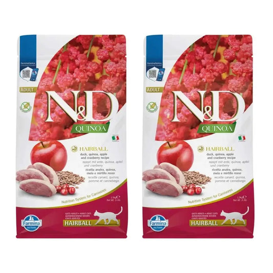 Farmina N&D Cat Quinoa Hairball Duck 1,5Kg, Pack Of 2