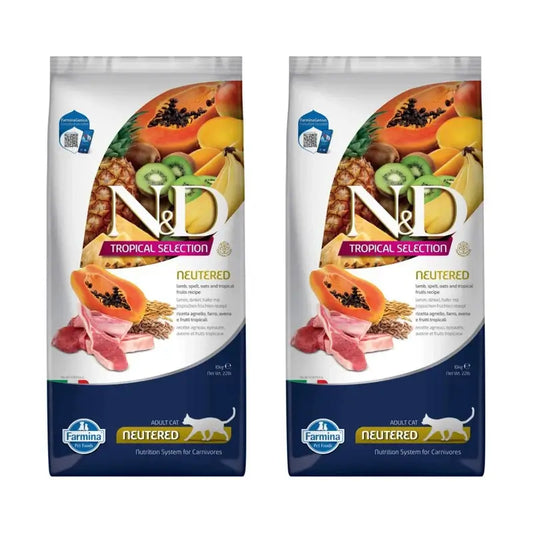 Farmina N&D Cat Tropical Selection Neutered Lamb 10Kg, Pack Of 2