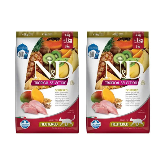 Farmina N&D Cat Tropical Selection Neutered Chicken 4+1Kg, Pack Of 2