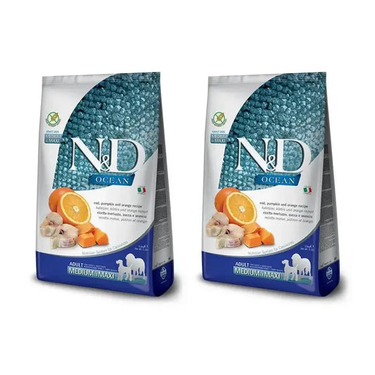 Farmina N&D Dog Ocean Ocean Pumpkin Medium Maxi Cod 12Kg, Dog Food, Pack Of 2