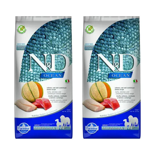 Farmina N&D Dog Ocean Salmon Codfish Medium Maxi 12Kg, Dog Food, Pack Of 2