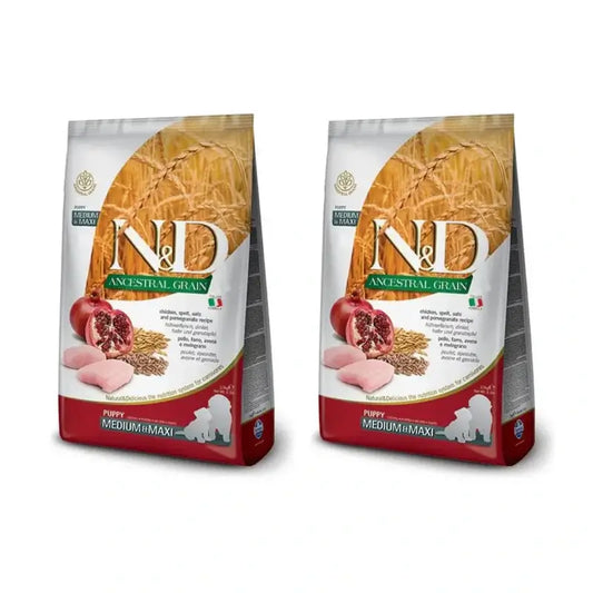Farmina N&D Dog Puppy Ancestral Medium Maxi Chicken 12Kg, Dog Food For Puppy Dogs, Pack Of 2
