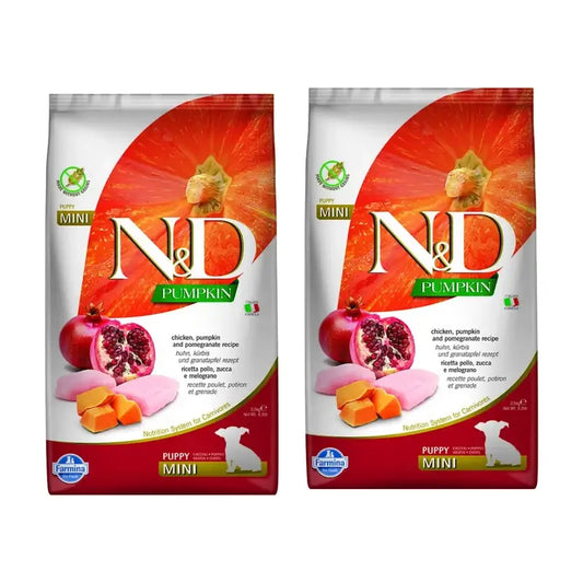 Farmina N&D Dog Puppy Pumpkin Mini Chicken 2,5Kg, Puppy Puppy Dog Food, Pack Of 2