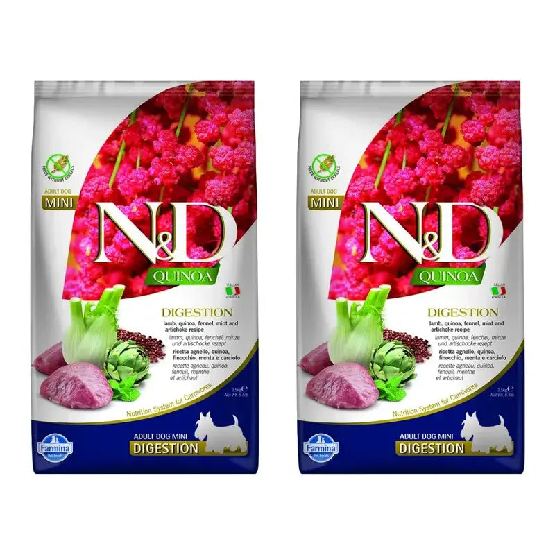 Farmina N&D Dog Quinoa Digestion Lamb Digestion Mini 2,5Kg, Dog Food, Pack Of 2