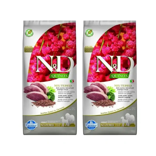 Farmina N&D Dog Quinoa Neutered Neutered Duck Medium Maxi 12Kg, Dog Food, Pack Of 2