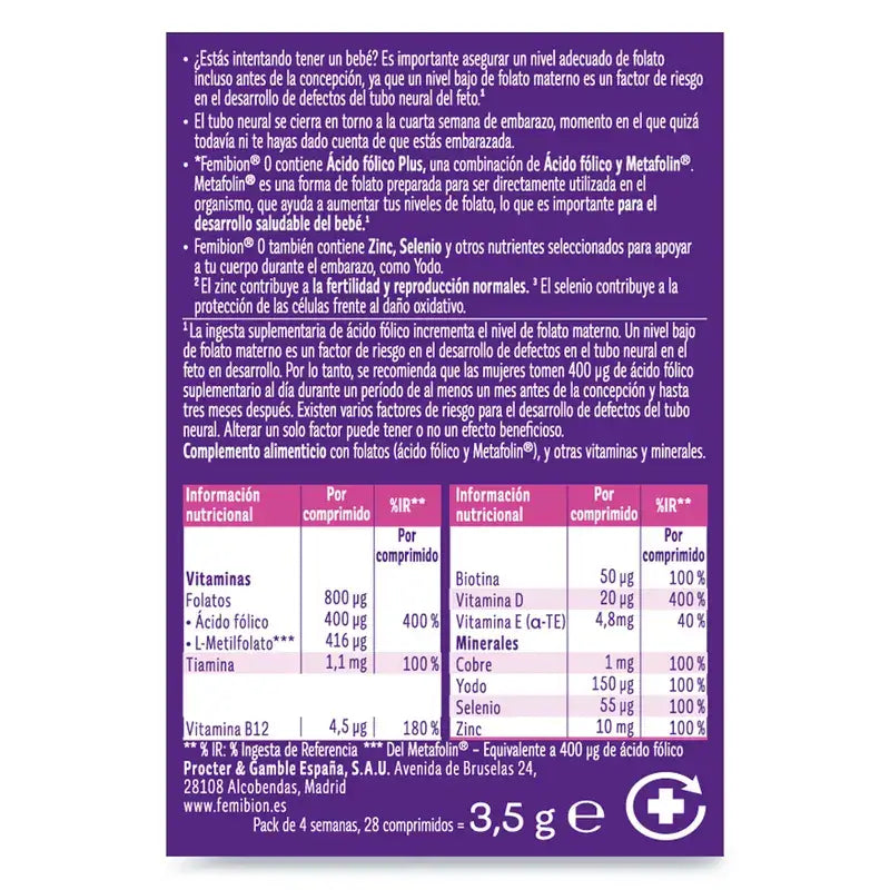 Femibion 0 Pregnancy Planning with Folic Acid Plus, 2X28 tablets