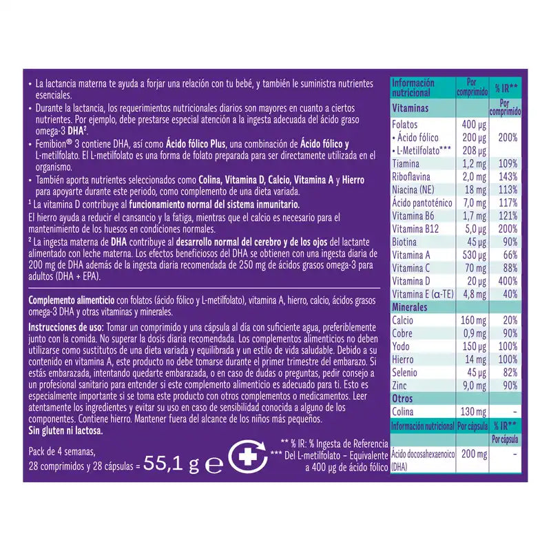 Femibion 3 Lactation Pregnancy with Folic Acid and Vitamins, 2 x 28 Tablets