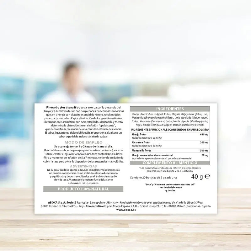 Aboca Finocarbo Plus Tisane Digestion, 20 Sachets