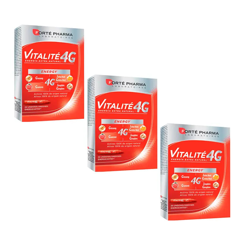 Forté Pharma Triplo Energy Vitalite 4 g,3 x (20 Single Dose x 10 ml)