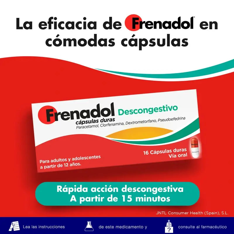 FRENADOL® Flu Decongestant, Oral Use, 16 capsules