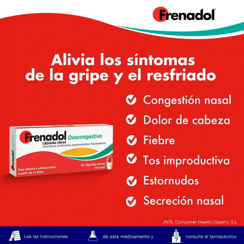 FRENADOL® Flu Decongestant, Oral Use, 16 capsules