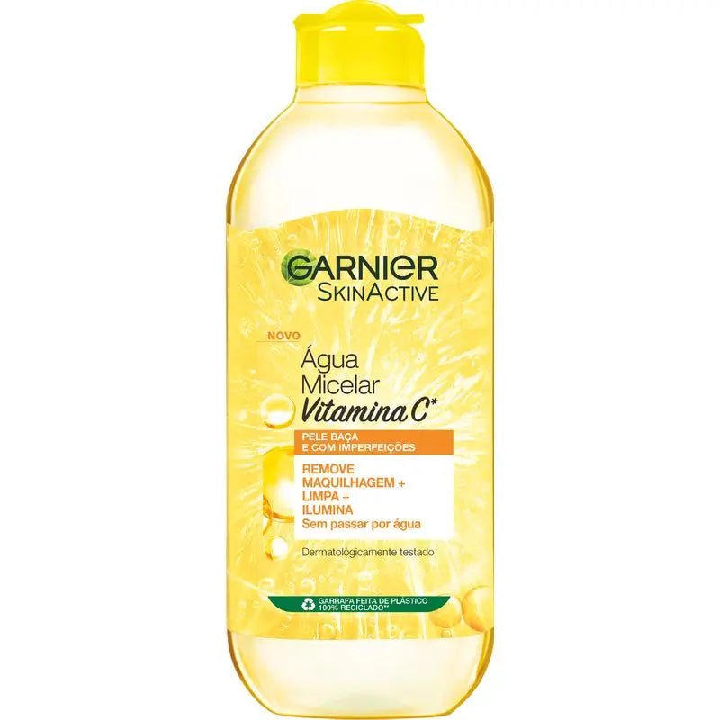 Garnier Vitamin C Micellar Water Cleanses, Removes Makeup and Brightens Dull Skin. Hypoallergenic Formula -400Ml