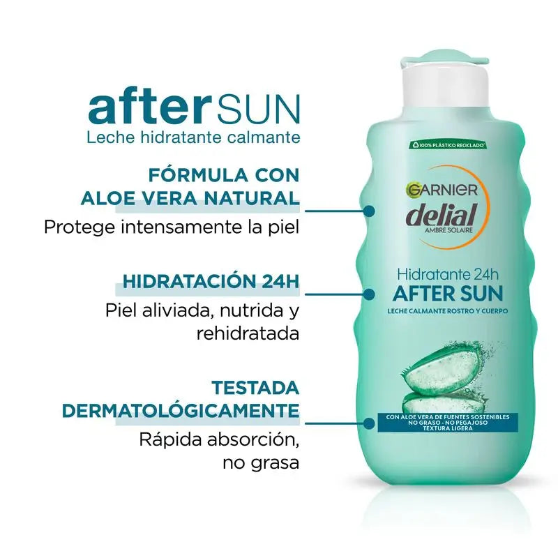 Garnier Delial After Sun Soothing Face & Body Milk With Aloe Vera To Moisturise Skin After Sun Exposure 200Ml