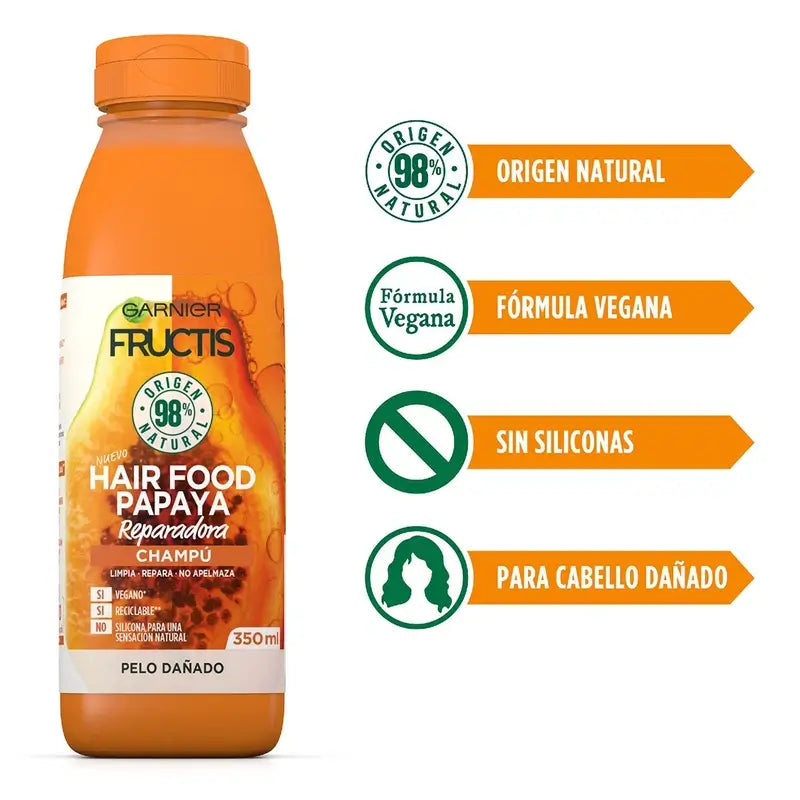 GarnierFructis Hair Food Papaya Shampoo 350 Ml For Damaged Hair