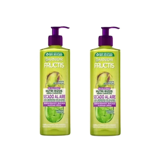 Garnier Fructis Nutri Curl Air Drying No Rinse Curly or Wavy Hair Cream, 2X400 Ml