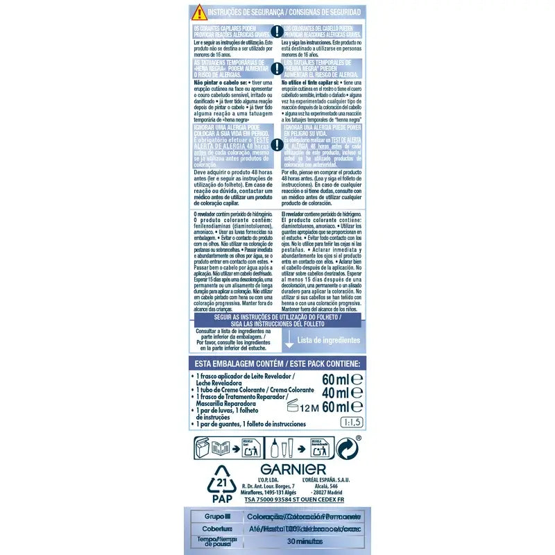 Garnier Nutrisse Lightening Platinum Blonde Ash No. 101 , 160 ml