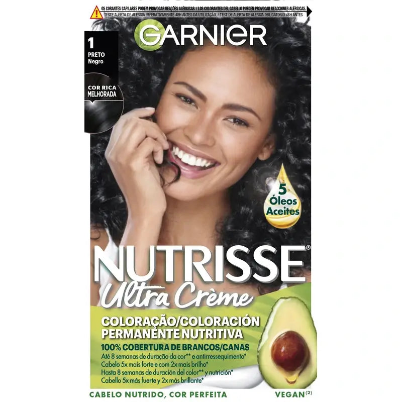 Garnier Nutrisse Nutritive Permanent Nourishing Colour Shade 1 Black , 160 ml