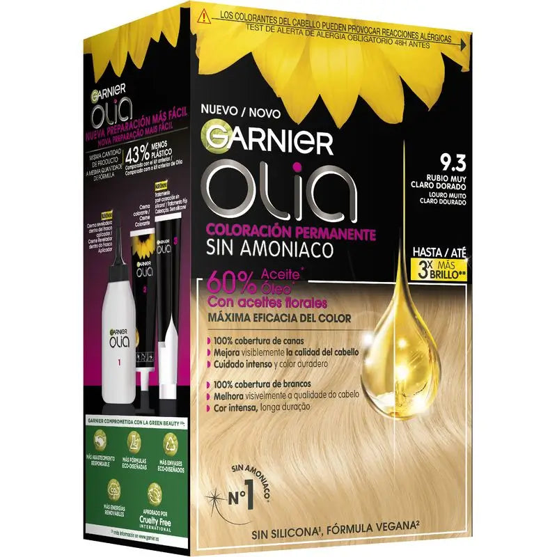 Garnier Olia Permanent Colouring Ammonia Free, Pleasant Smelling With Floral Oils Natural Origin - Very Light Golden Blonde 9.3