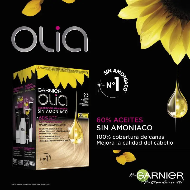 Garnier Olia Permanent Colouring Ammonia Free, Pleasant Smelling With Floral Oils Natural Origin - Very Light Golden Blonde 9.3