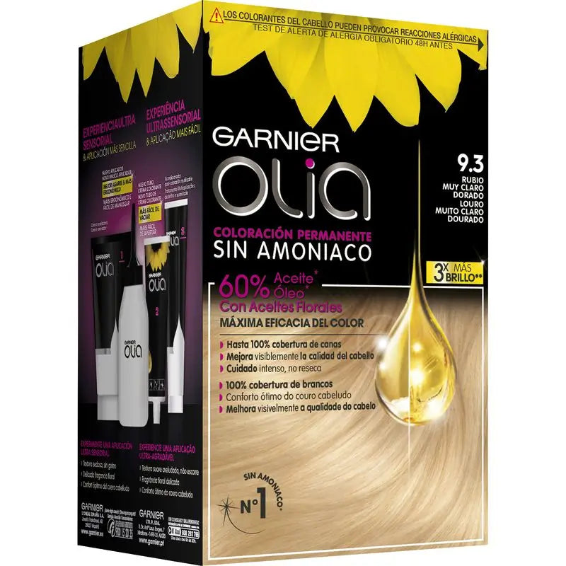 Garnier Olia Permanent Colouring Ammonia Free, Pleasant Smelling With Floral Oils Natural Origin - Very Light Golden Blonde 9.3