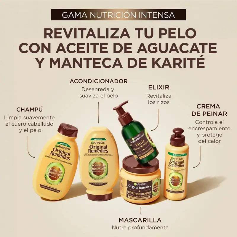 Garnier Original Remedies Avocado Oil & Shea Butter Conditioner For Unruly & Frizzy Hair 250ml