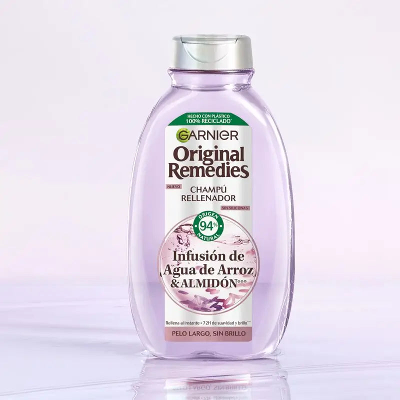 Garnier Original Remedies Rice Water Infused Replenishing Shampoo for Long, Shine-less Hair