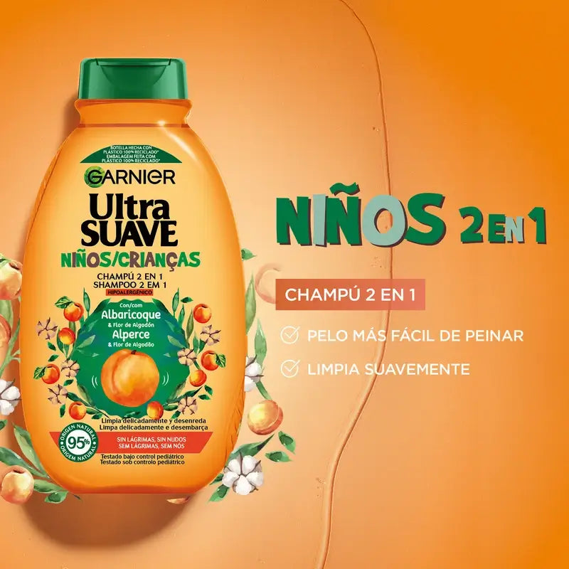 Garnier Original Remedies Ultra Gentle Shampoo 2 In 1 Hypoallergenic Apricot , 250 ml