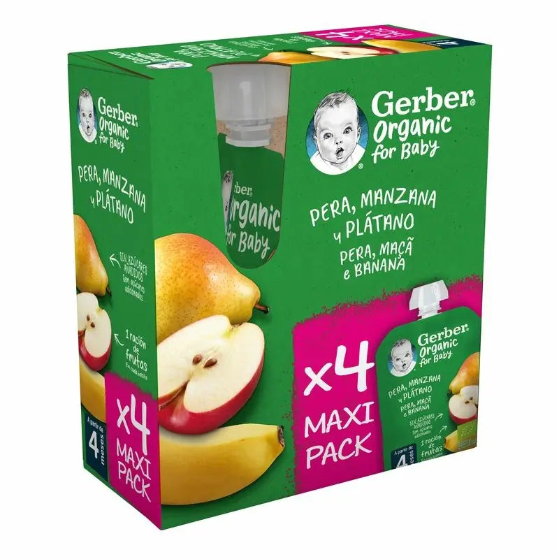 GERBER Pouch Organic Multipack Pear, Apple, Banana