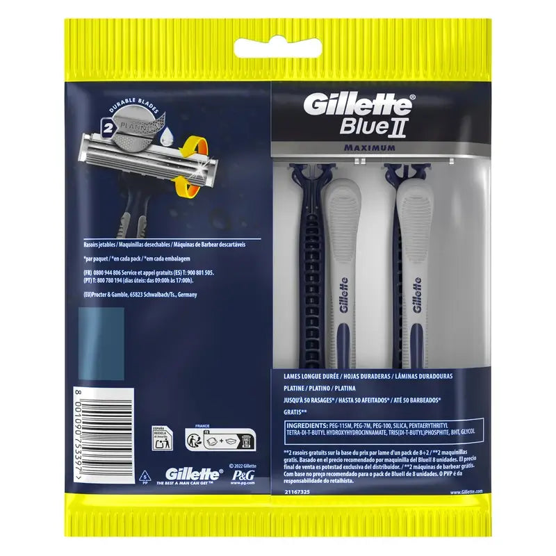 Gillette Blue Ii Max disposable razors X10, 2 blades lubricating gel