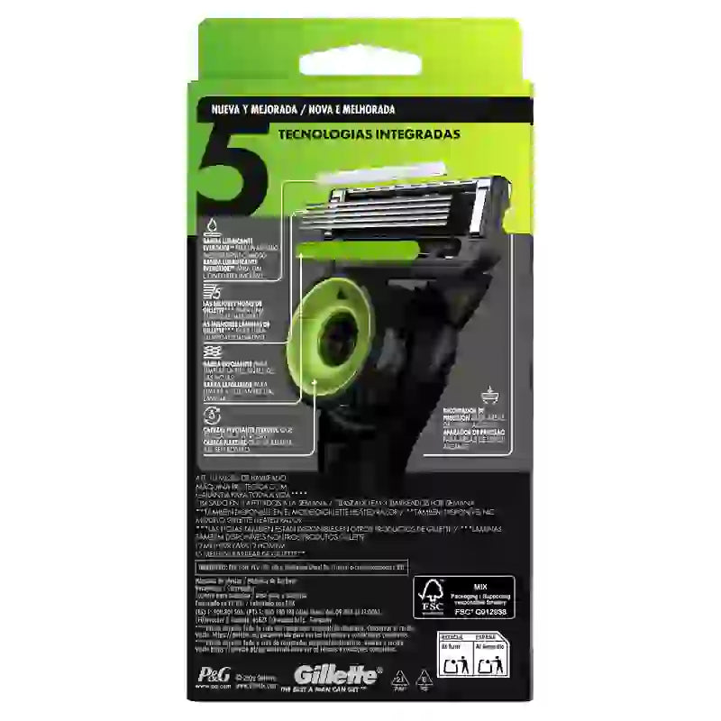 Gillette Exfoliating Bar Machine + 5 Refills + Base