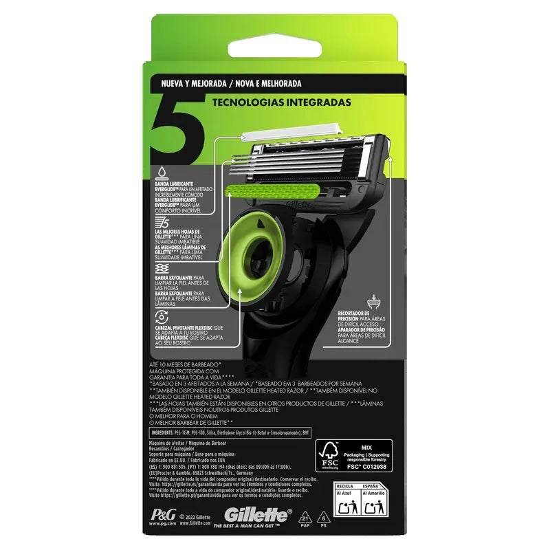 Gillette Labs Razor with Exfoliating Bar + 5 Refills & Base