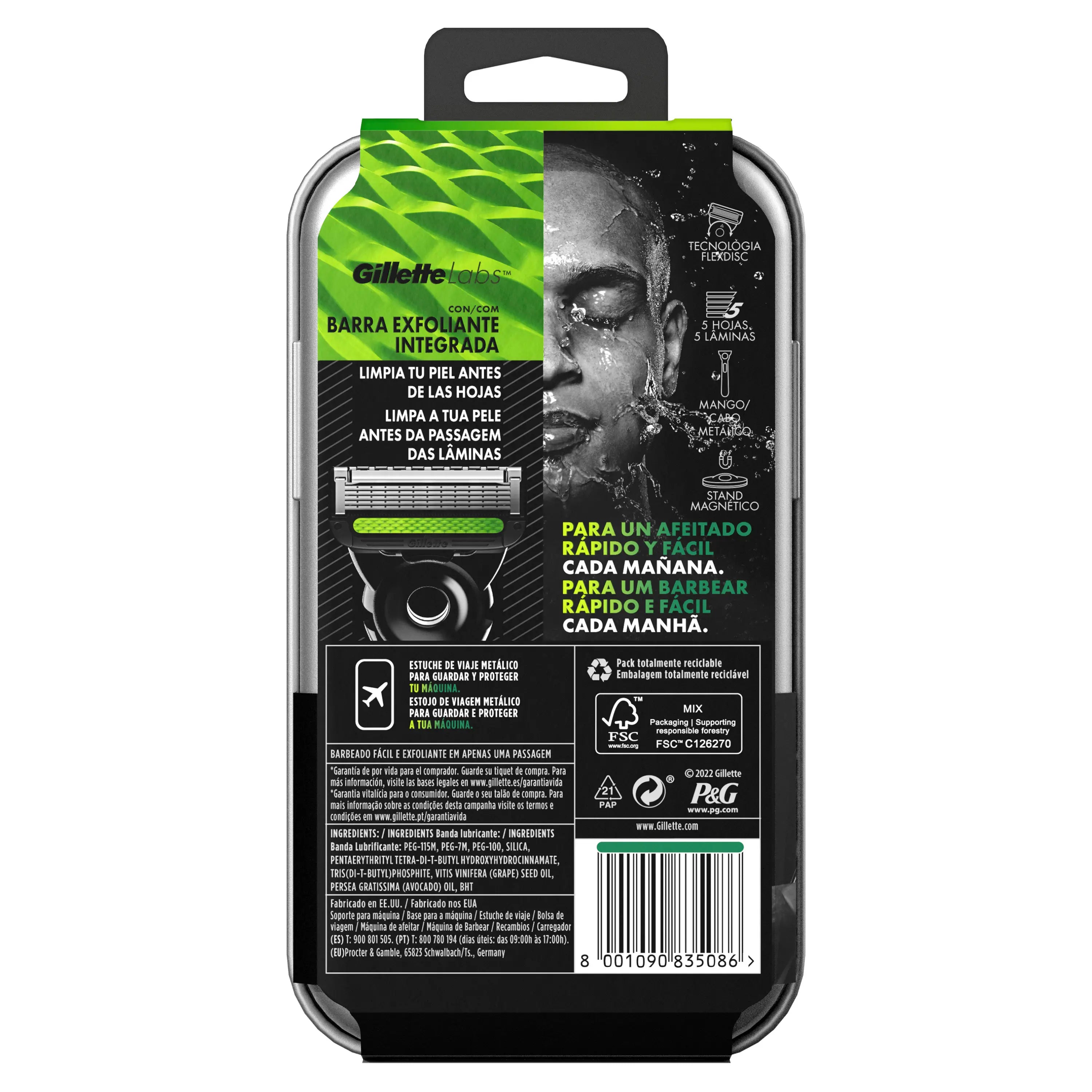 Gillette Labs Razor With Exfoliating Stick + 5 Gillete Refills Pack