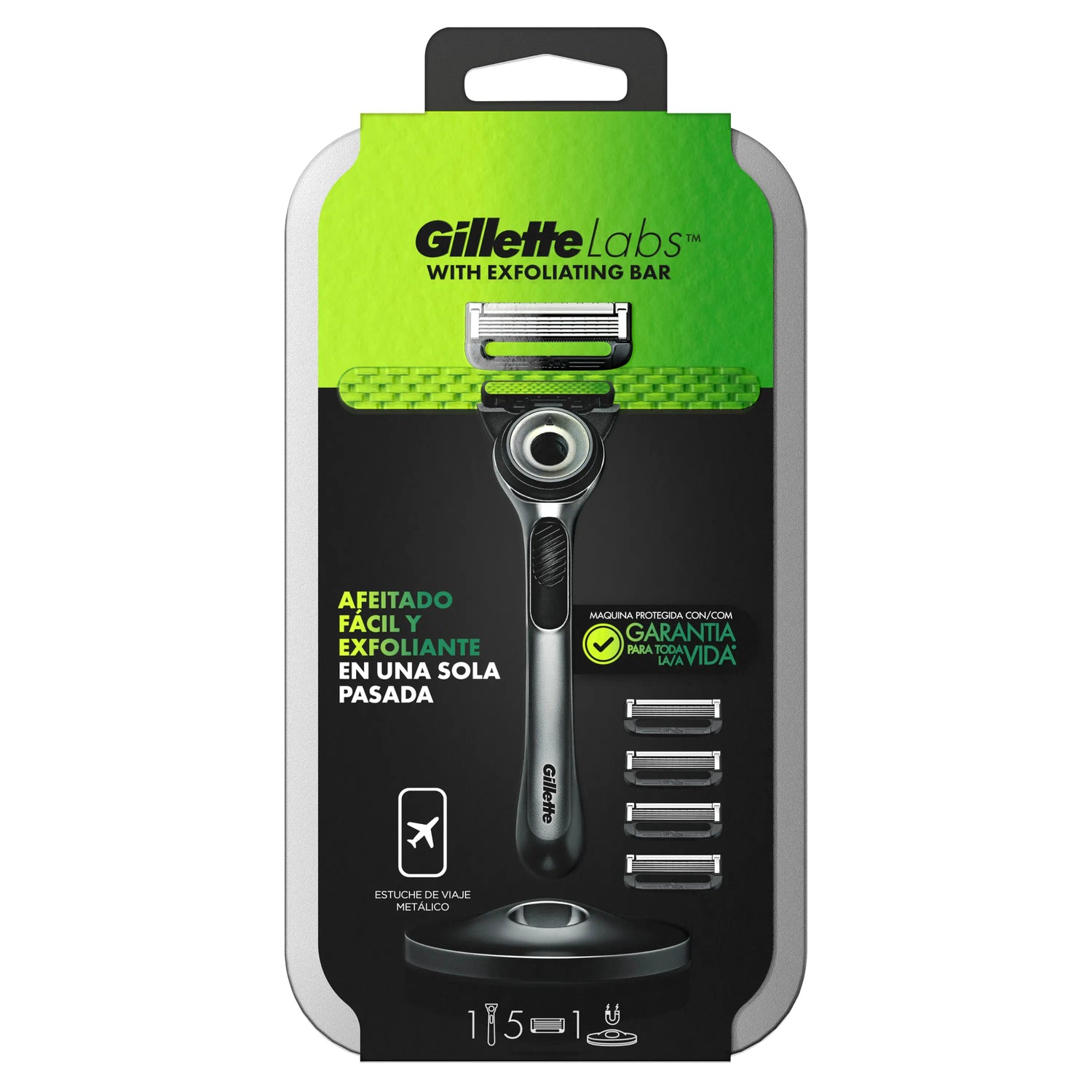 Gillette Labs Razor With Exfoliating Stick + 5 Gillete Refills Pack