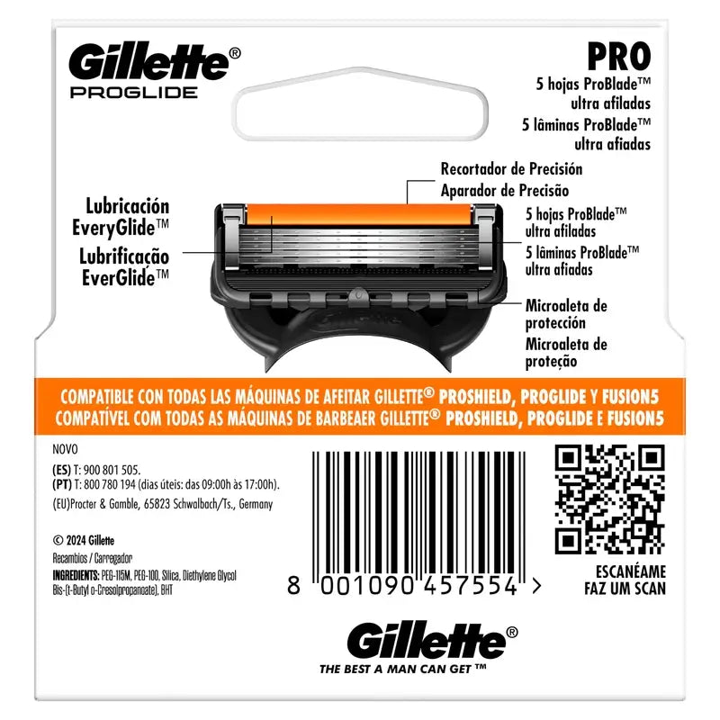 Gillette Proglide Power Men's Razor Refills, 3 pcs.