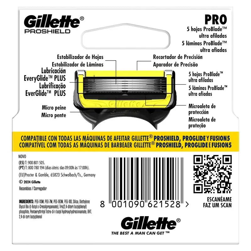 Gillette Proshield Men's Razor Refills, 4 pcs.