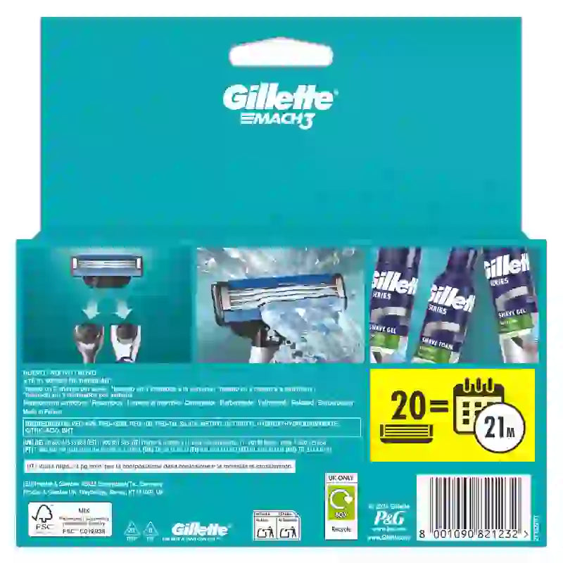 Gillette Mach3 Refill, 20 Refills
