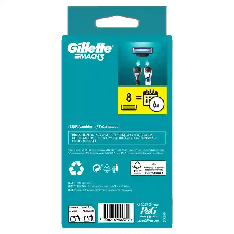 Gillette Mach3 Refill, 7+1 Refills